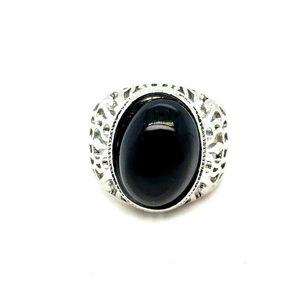 Oval Shaped‎ Black Stone Ring